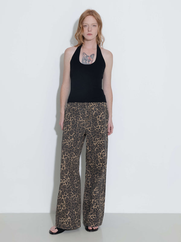Cubic Leopard Wide Leg Denim Jeans Sienna