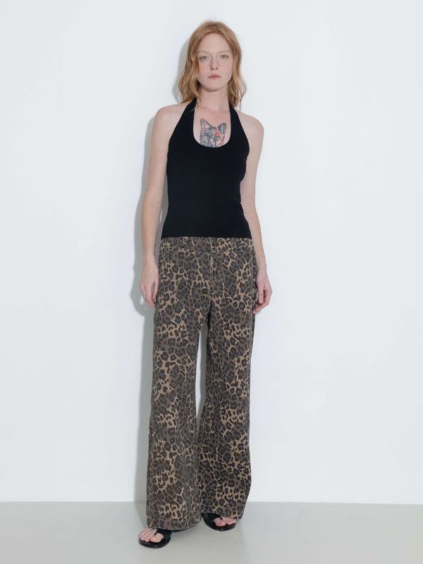 Cubic Leopard Wide Leg Denim Jeans Sienna