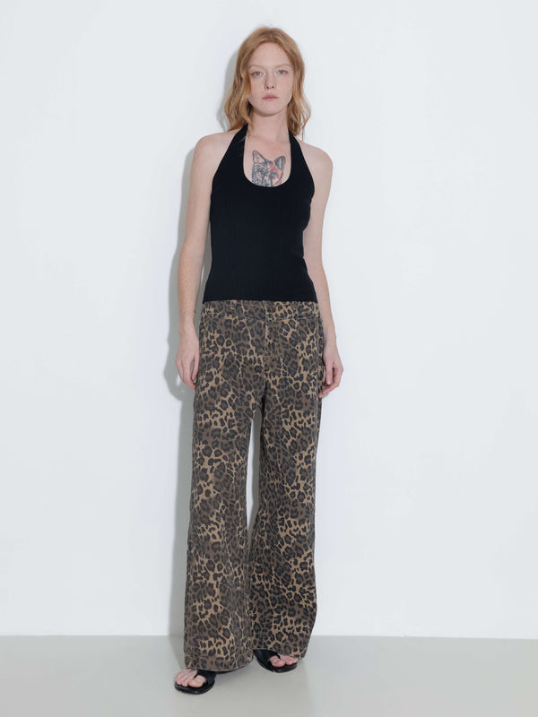 cubic Leopard Wide Leg Denim Jeans Sienna