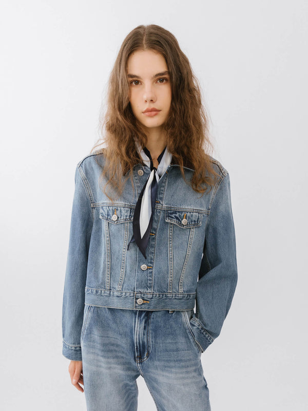 Cubic Light Blue Short Denim Jacket SteelBlue