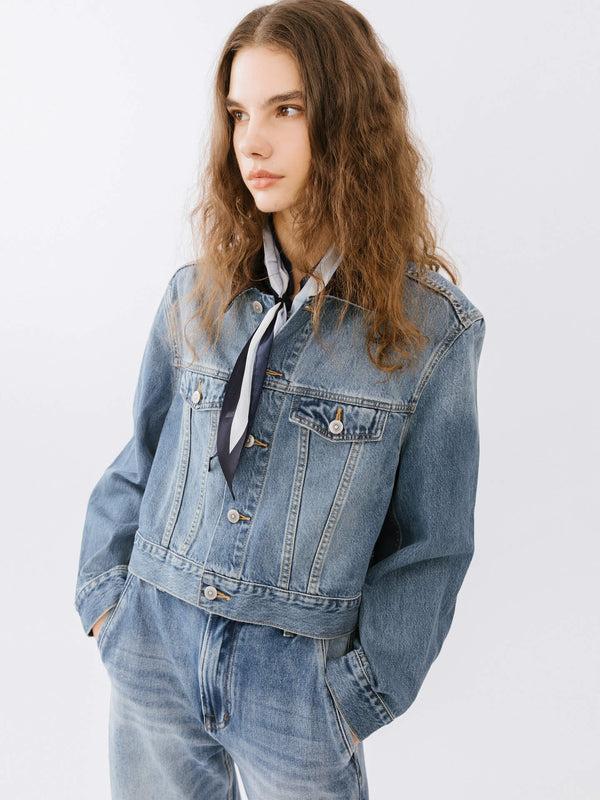 cubic Light Blue Short Denim Jacket SteelBlue