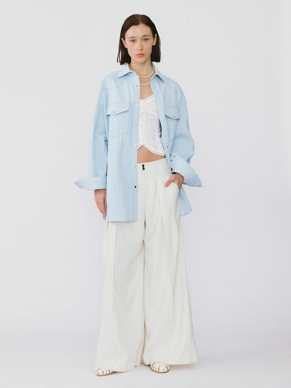 Cubic Light-colored Loose Denim Jacket Light Blue