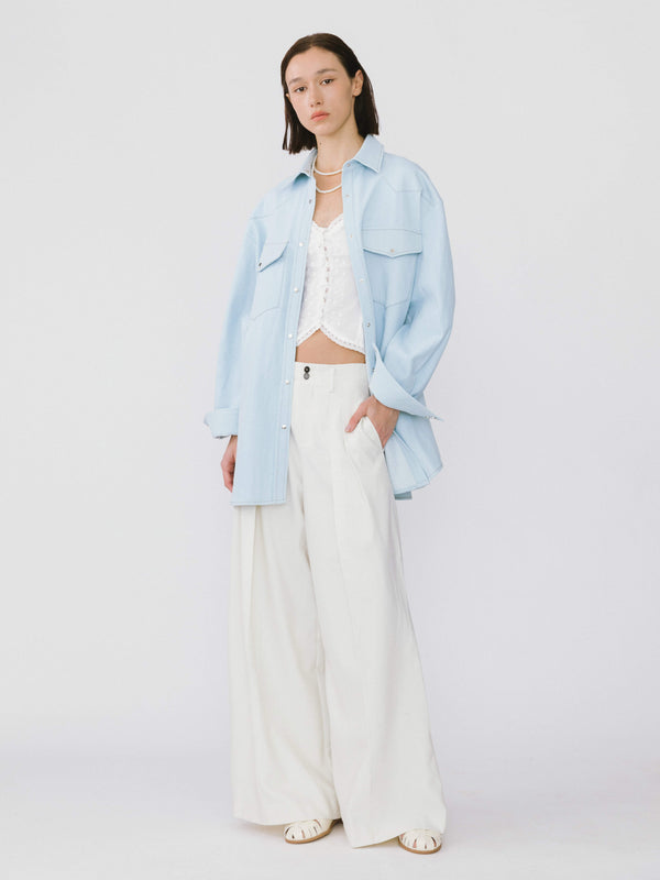 Cubic Light-colored Loose Denim Jacket Light Blue