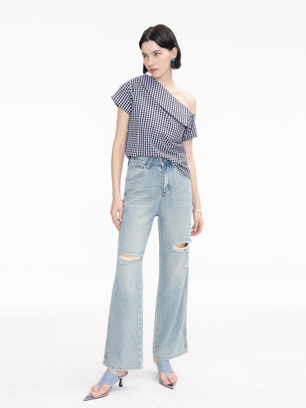 Cubic Light Wash Distressed Jeans Light Blue