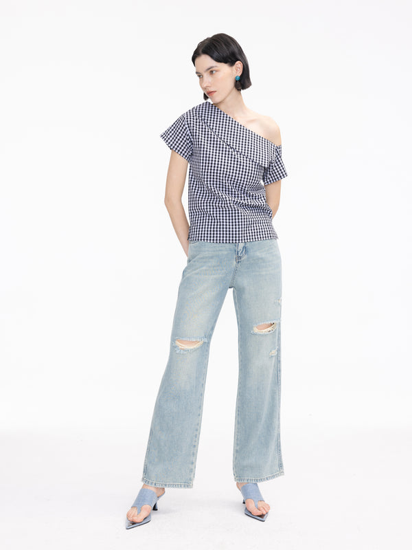 Cubic Light Wash Distressed Jeans Light Blue