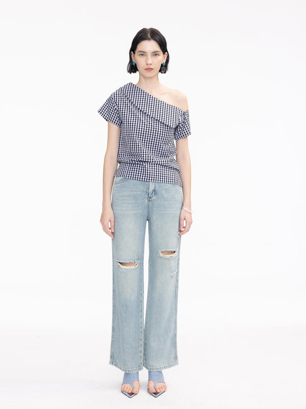 Cubic Light Wash Distressed Jeans Light Blue