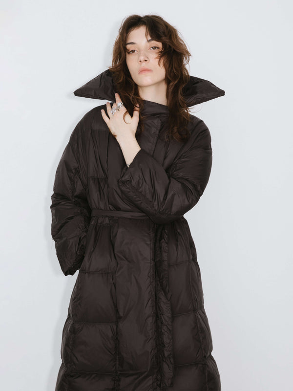 Cubic Long Boxy Down Coat Black