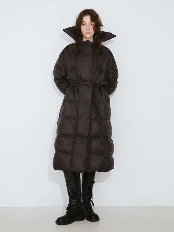 Cubic Long Boxy Down Coat Black