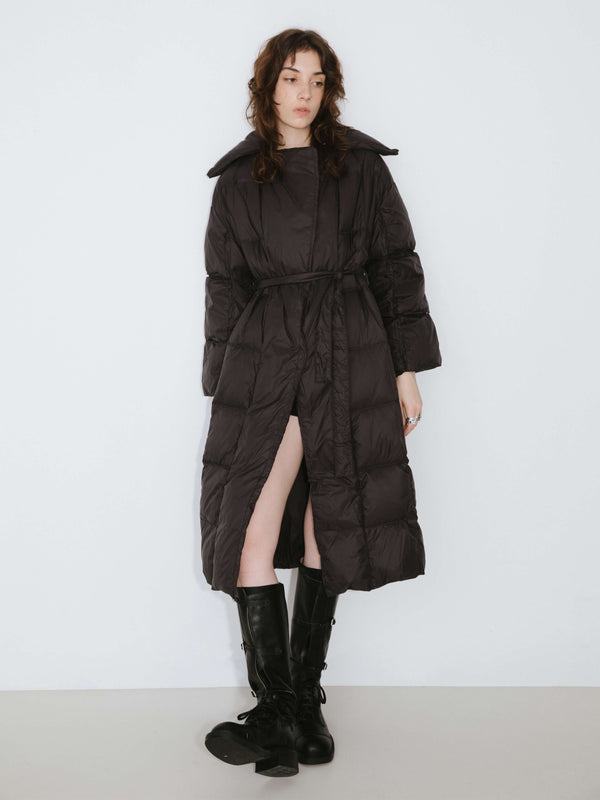 Cubic Long Boxy Down Coat Black