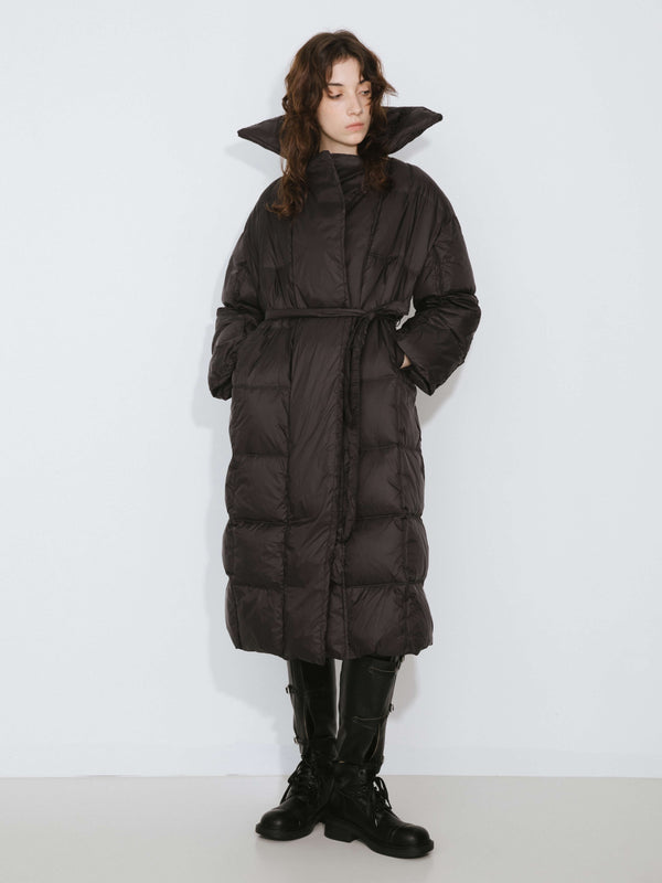 cubic Long Boxy Down Coat Black