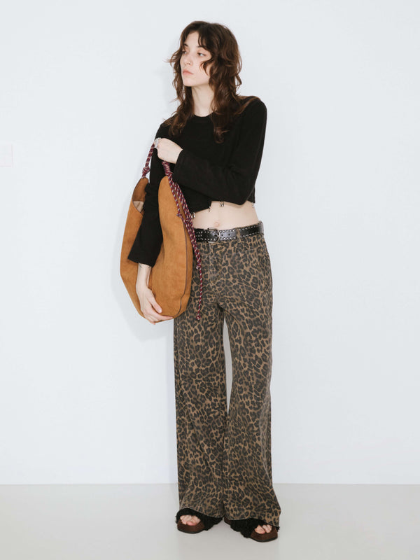 Cubic Long Sleeve Crop Top Black