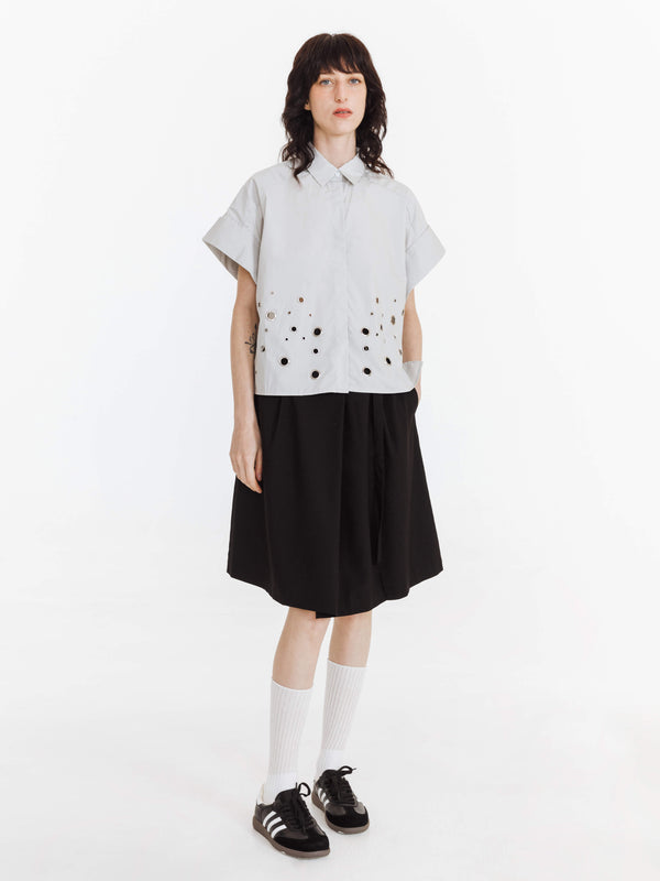 Cubic Loose Casual Hollow T-shirt Gray