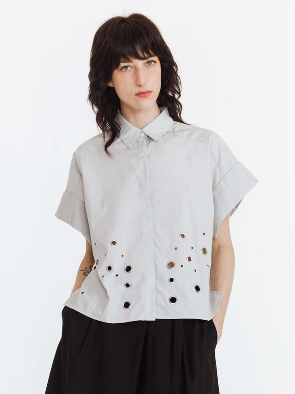 cubic Loose Casual Hollow T-shirt Gray