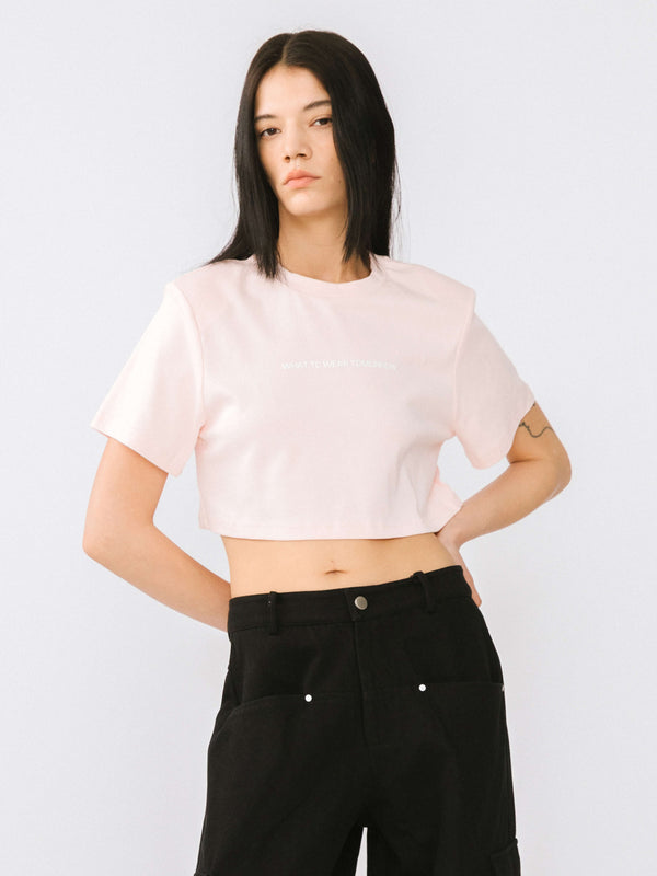 Cubic Loose Fit Cropped T-Shirt White