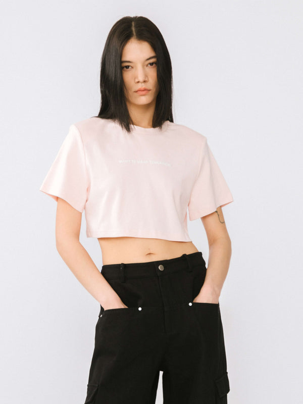 cubic Loose Fit Cropped T-Shirt White