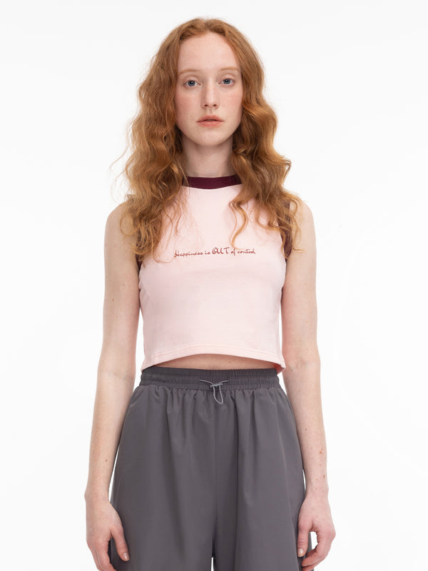 Cubic Loose Fit Cropped Tank Top Pink