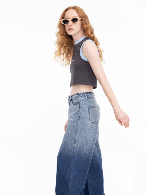 Cubic Loose Fit Cropped Tank Top Pink