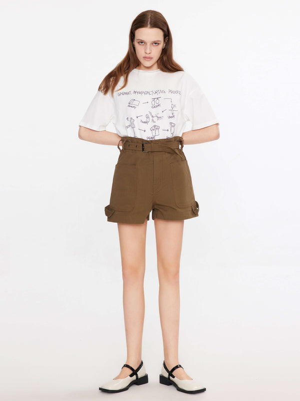 Cubic Loose Fit Printed Cotton T-Shirt White