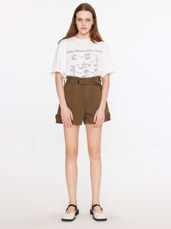 Cubic Loose Fit Printed Cotton T-Shirt White