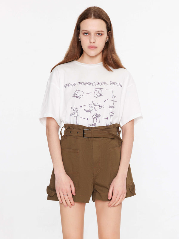 cubic Loose Fit Printed Cotton T-Shirt White