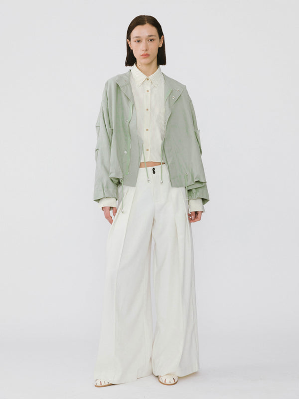 Cubic Loose-fitting Drawstring Short Jacket Beige