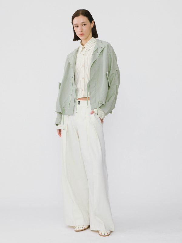 Cubic Loose-fitting Drawstring Short Jacket Beige