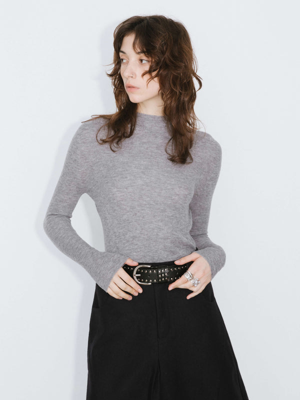 Cubic Merino Wool Turtleneck Knitwear Jumper Gray