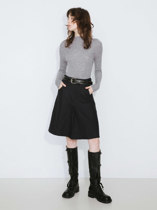 Cubic Merino Wool Turtleneck Knitwear Jumper Gray