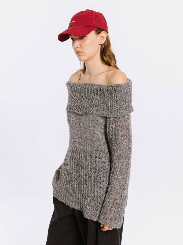 Cubic Off-Shoulder Jumper With Wool Blend White