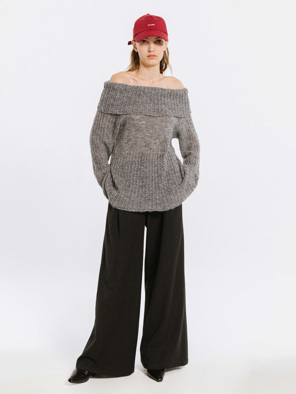 Cubic Off-Shoulder Jumper With Wool Blend White