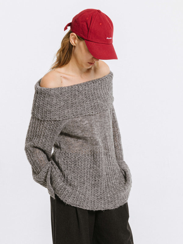 Cubic Off-Shoulder Jumper With Wool Blend White