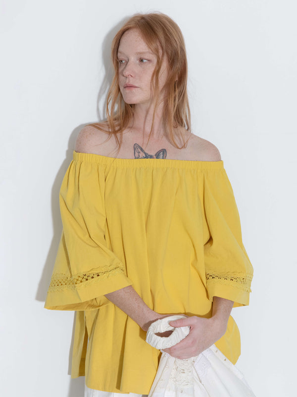 Cubic Off-Shoulder Short Sleeve Top White