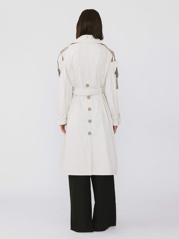 Cubic Off The Shoulder Trench Coat Beige