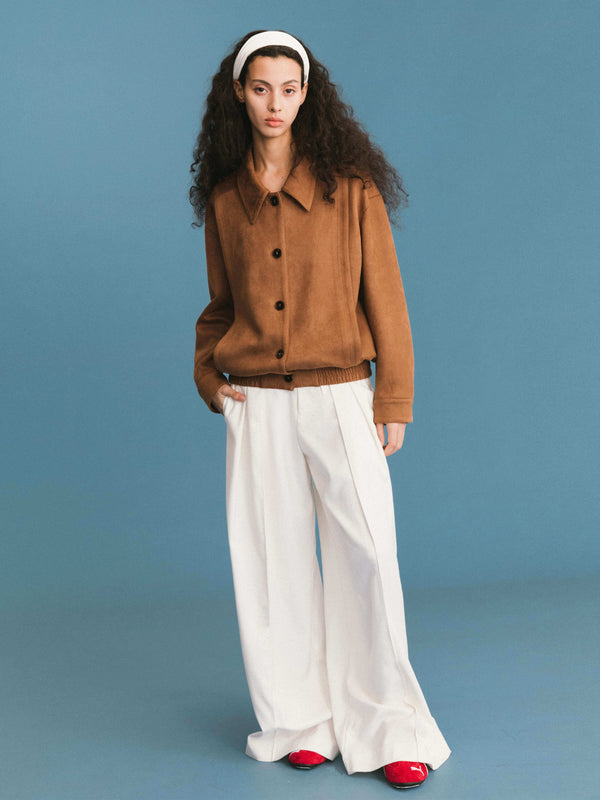 Cubic ONE BY CUBIC Elastic Hem Suede Jacket Sienna