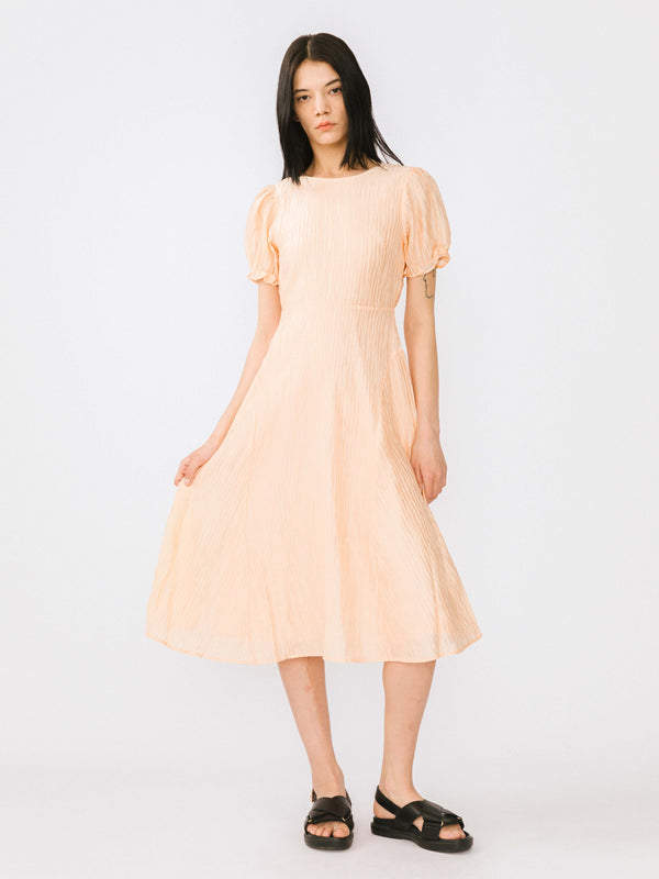 Cubic Open Back Pleated Midi Dress Black