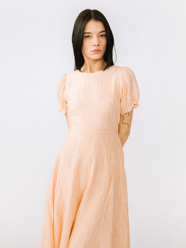 Cubic Open Back Pleated Midi Dress Black