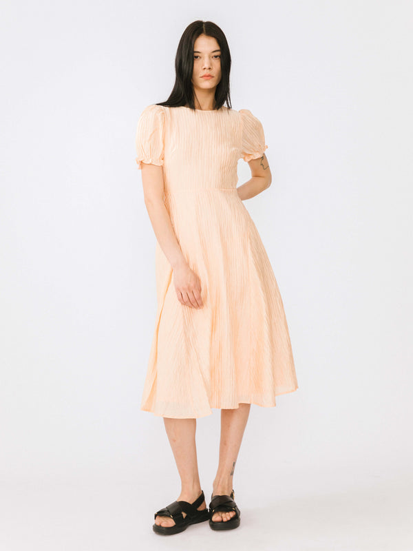 Cubic Open Back Pleated Midi Dress Black