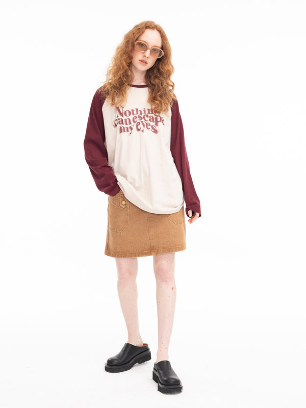 Cubic Orange Denim Mini Skirt Yellowish Brown