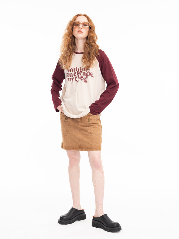 cubic Orange Denim Mini Skirt Yellowish Brown