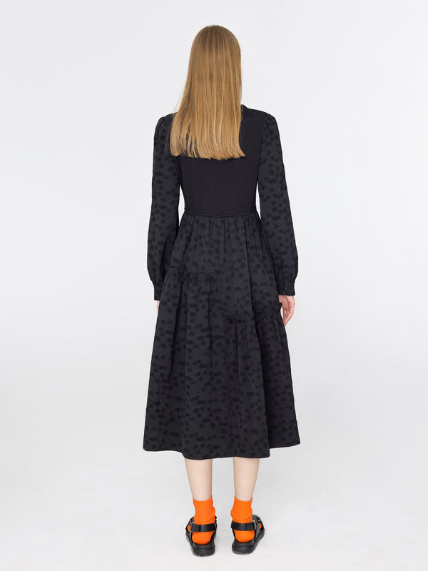 Cubic Oval Chest Cut Out Midi Dress Success Black