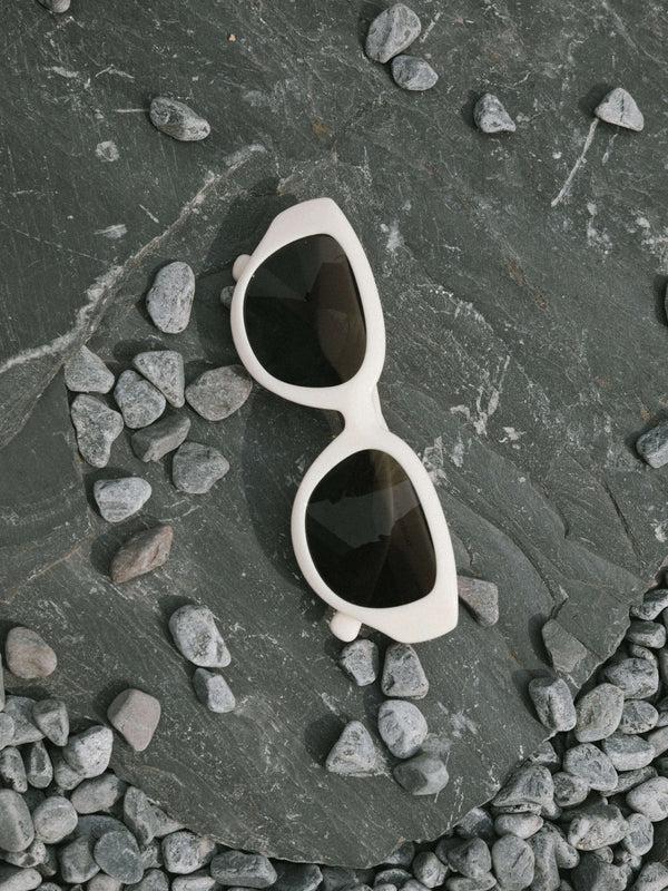 Cubic Oval Sunglasses White
