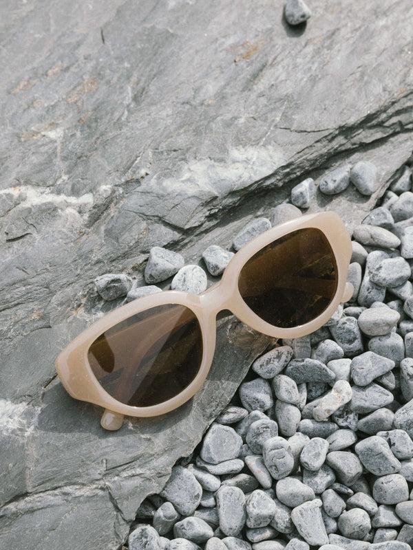 cubic Oval Sunglasses White