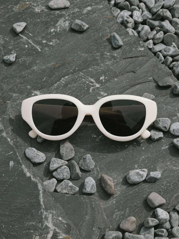 Cubic Oval Sunglasses White