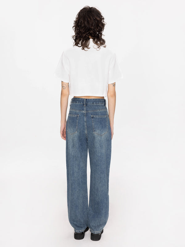 Cubic Oversized Cropped Polo T-Shirt Pink