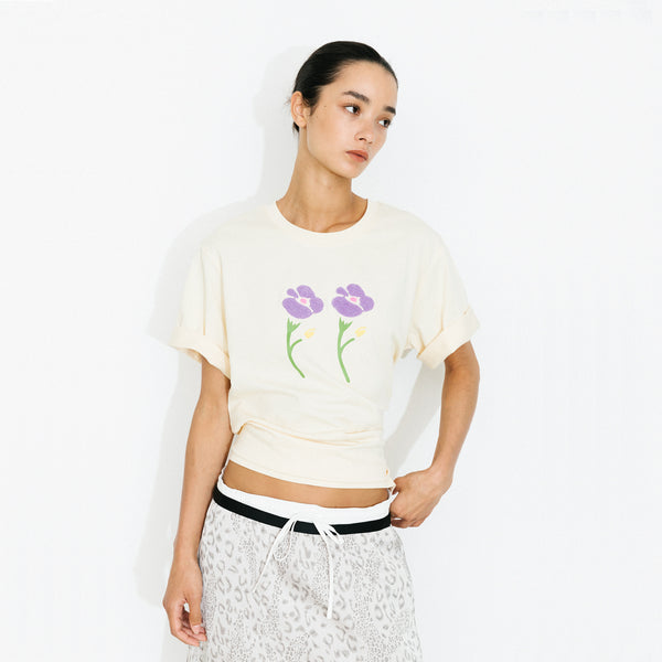 Cubic Oversized Flowers T-shirt Light Blue