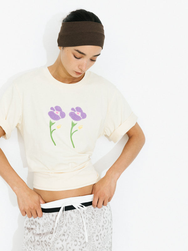 cubic Oversized Flowers T-shirt Light Blue