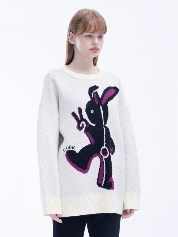 Cubic Oversized Rabbit Knit Sweater Red