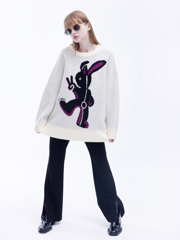 Cubic Oversized Rabbit Knit Sweater Red