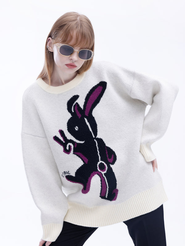cubic Oversized Rabbit Knit Sweater Red