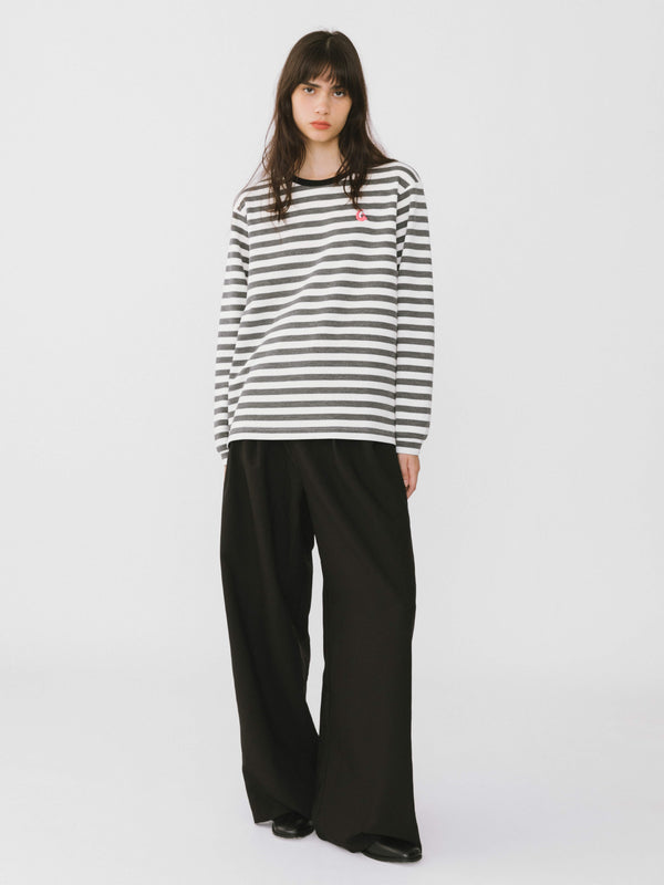 Cubic Oversized Striped Long Sleeve Top Gray